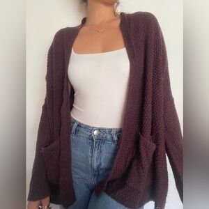 BDG Burgundy cardigan with pockets
